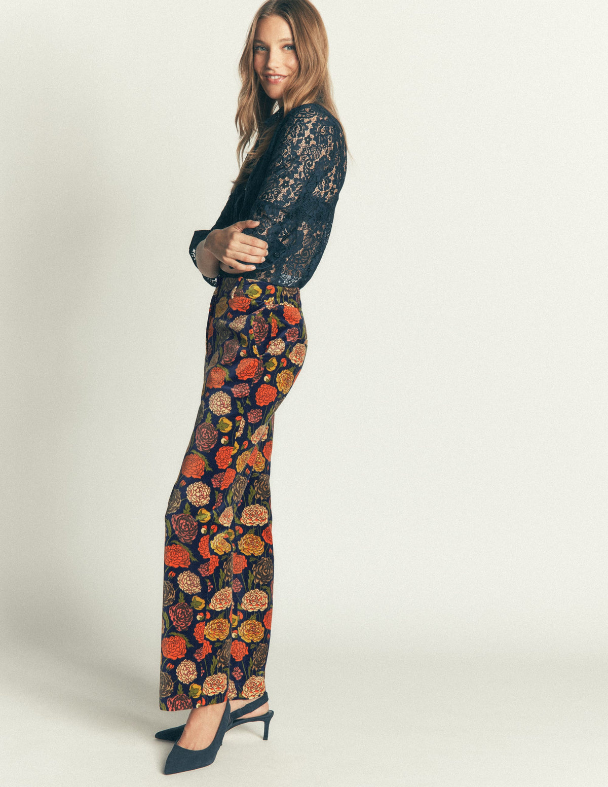 Canonbury Velvet Trousers-Floral Print - Image 6