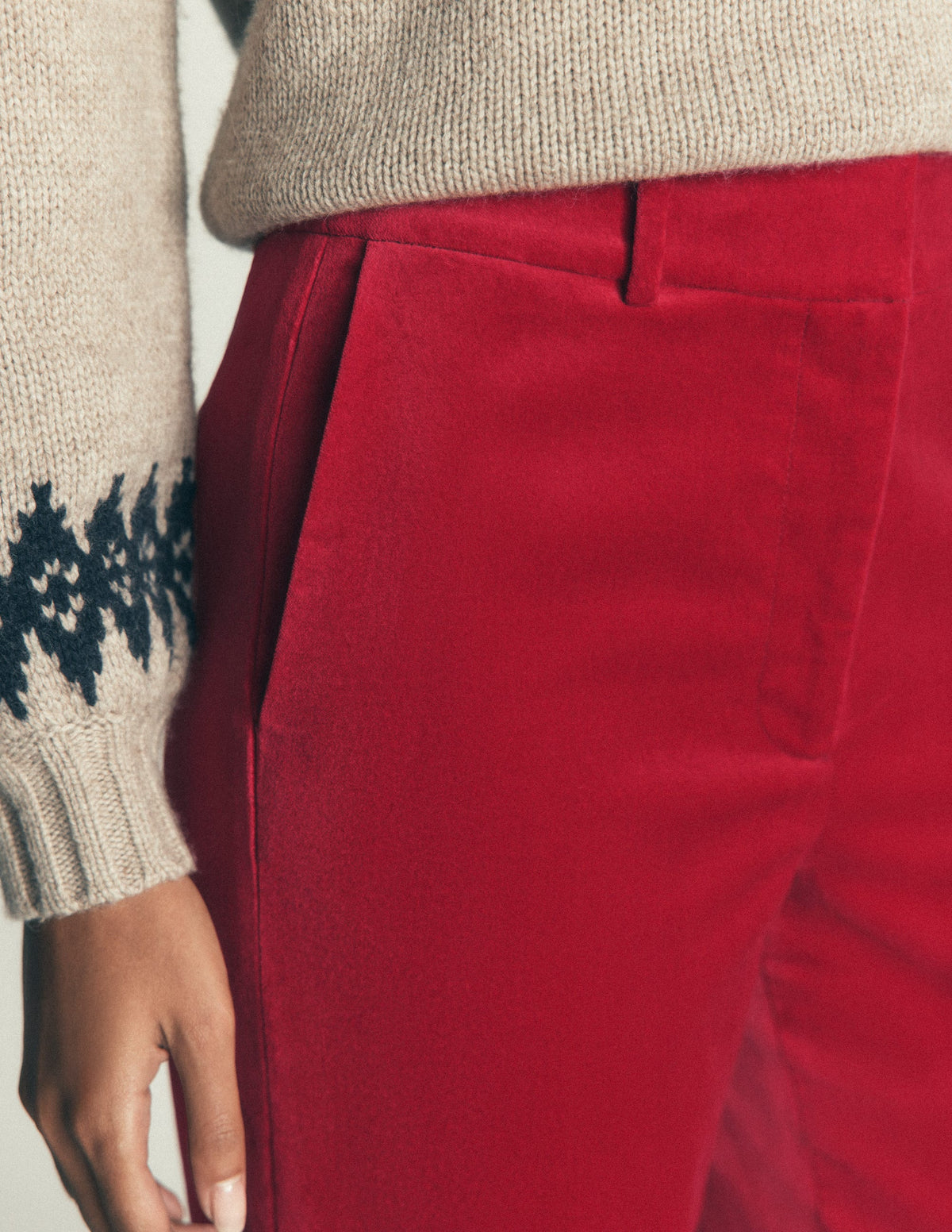 Canonbury Velvet Trousers-Savvy Red-3