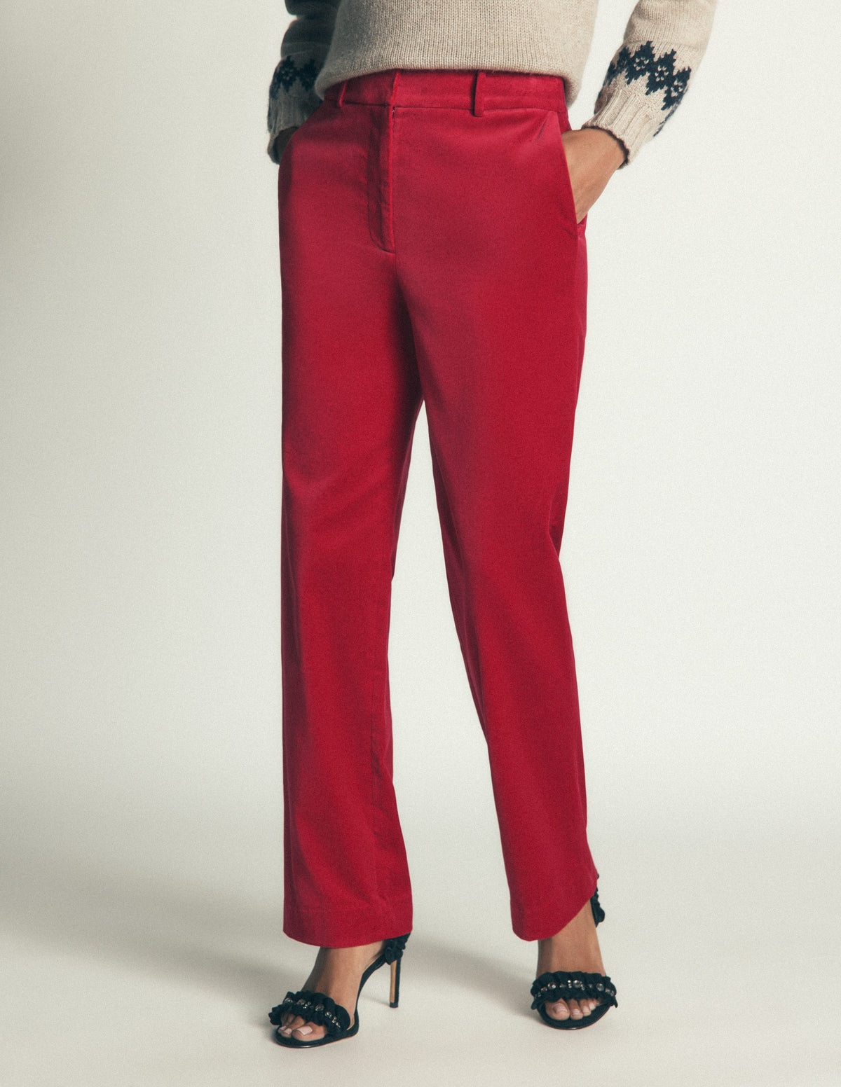 Canonbury Velvet Trousers-Savvy Red - Image 5