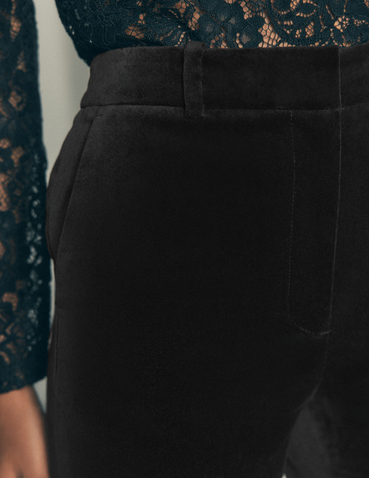 Flare Velvet Trousers-Black-2
