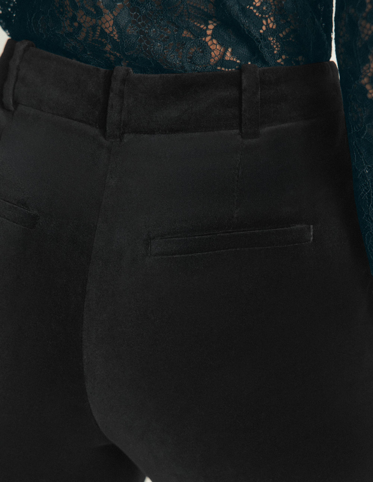 Flare Velvet Trousers-Black-5