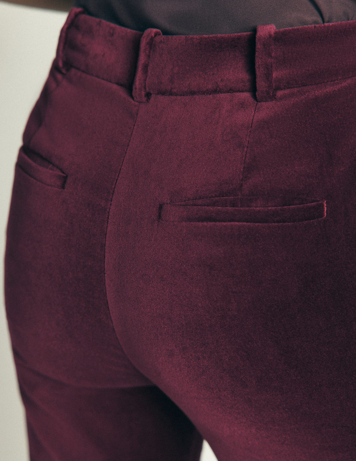 Flare Velvet Trousers-Deep Cherry - Image 5