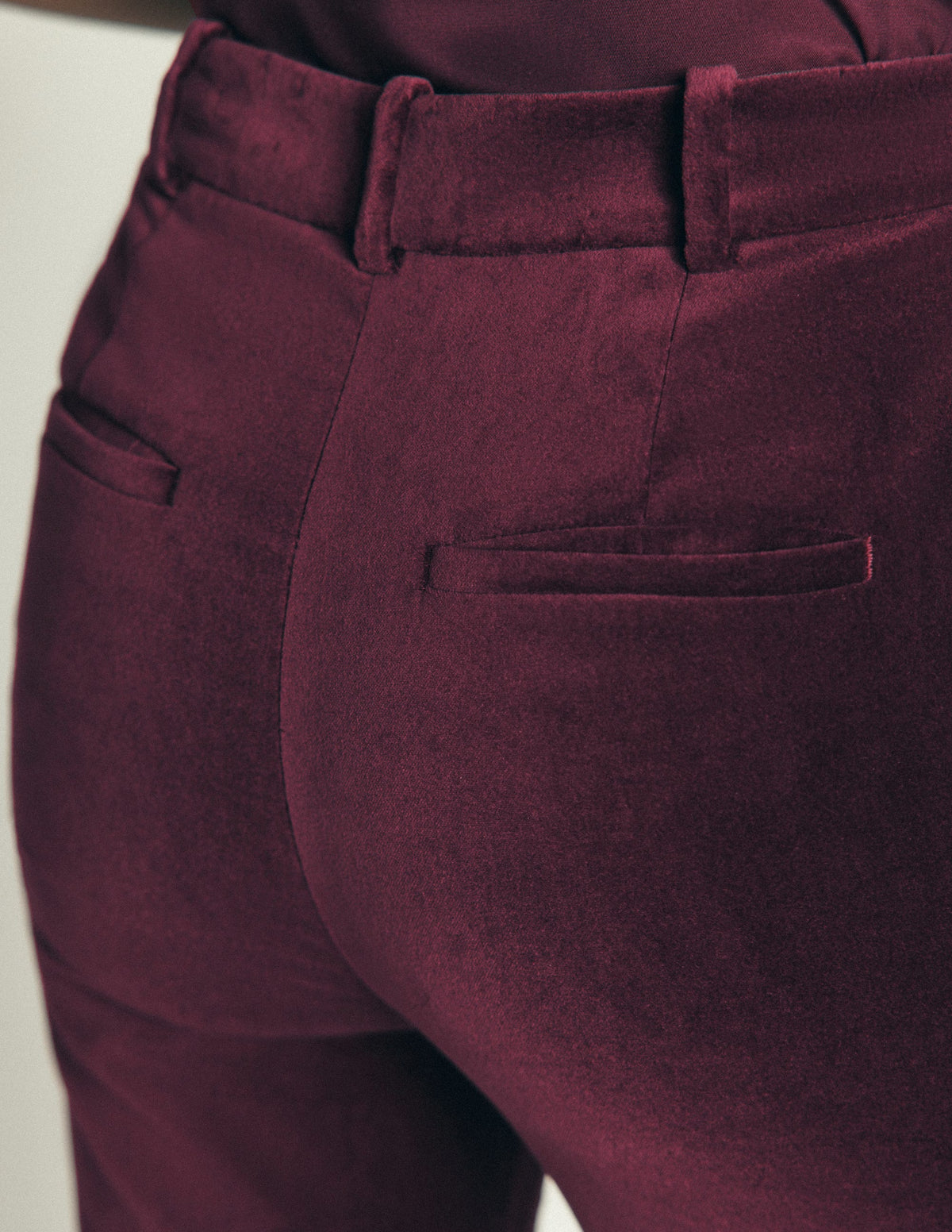 Flare Velvet Trousers-Dark Cherry - Image 5