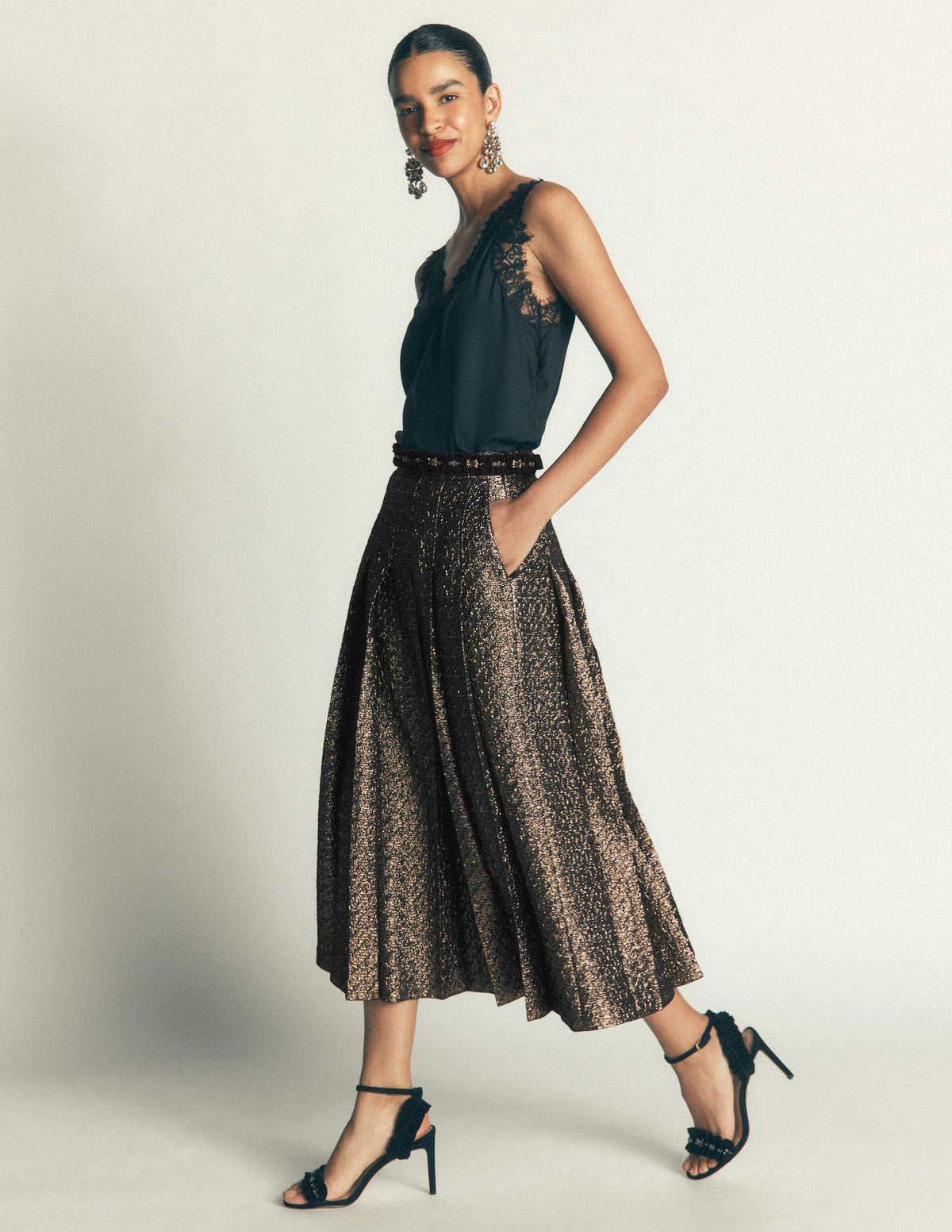 Aya Jacquard Skirt-Gold - Image 1
