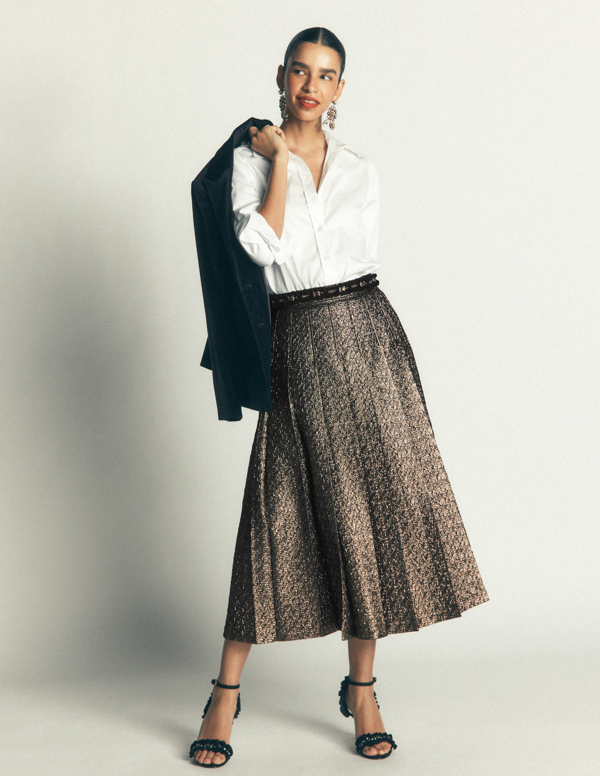 Aya Jacquard Skirt-Gold-5
