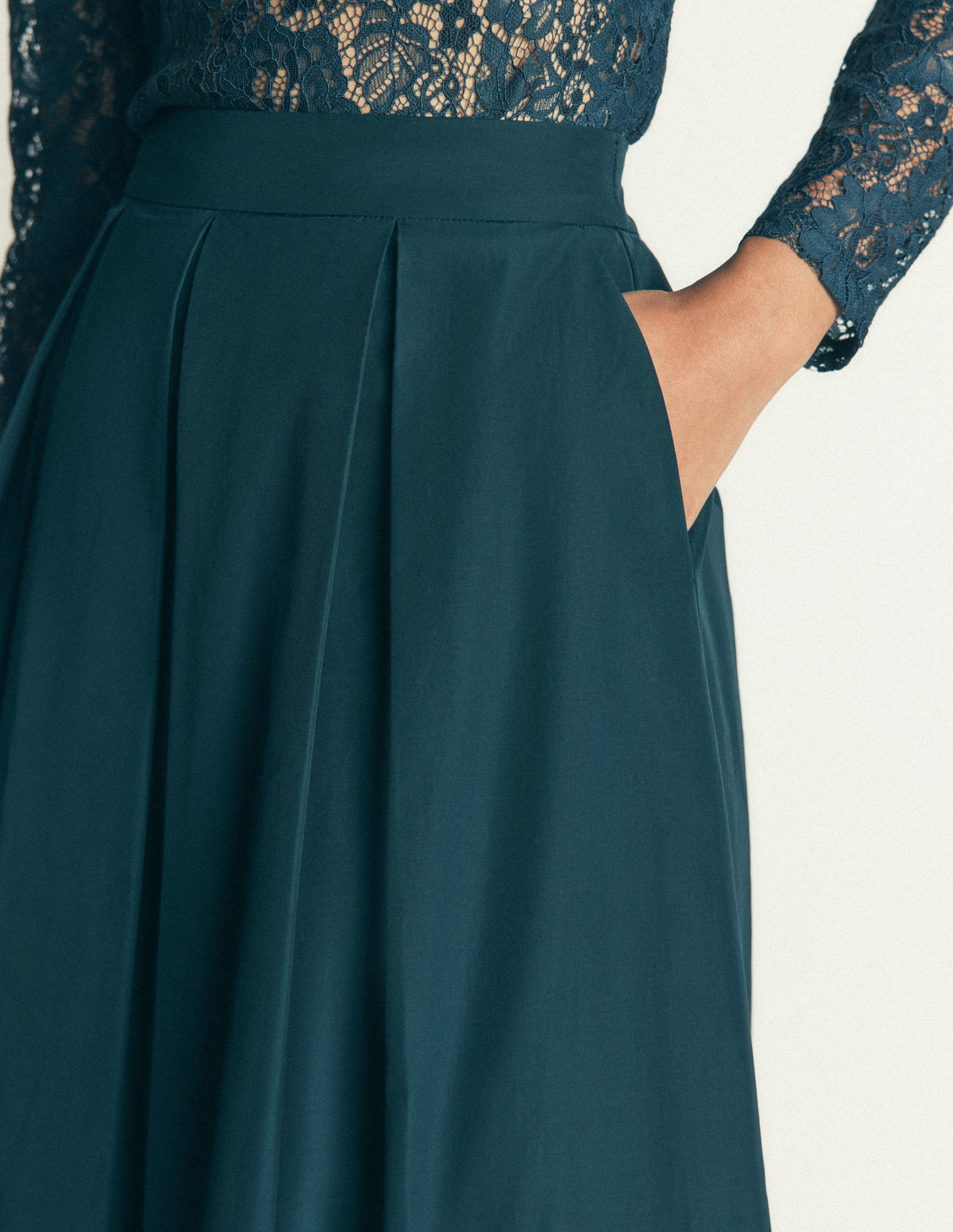 Verity Taffeta Midi Skirt-Teal Ocean - Image 2