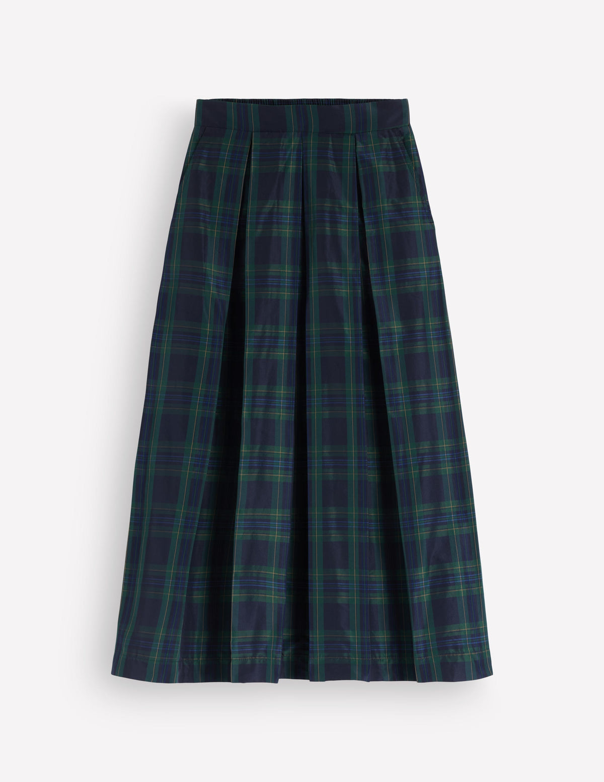 Verity Taffeta Midi Skirt-Navy, Green,Blue Tonal Check - Image 7