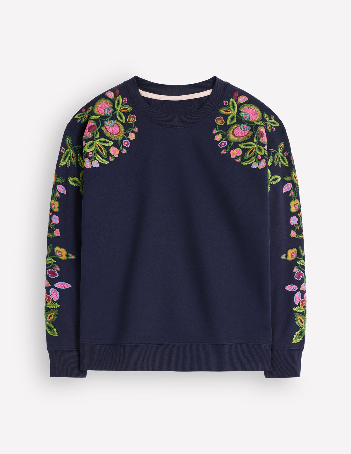 Emi Embroidered Sweatshirt-Navy, Multi flower embroidery - Image 5