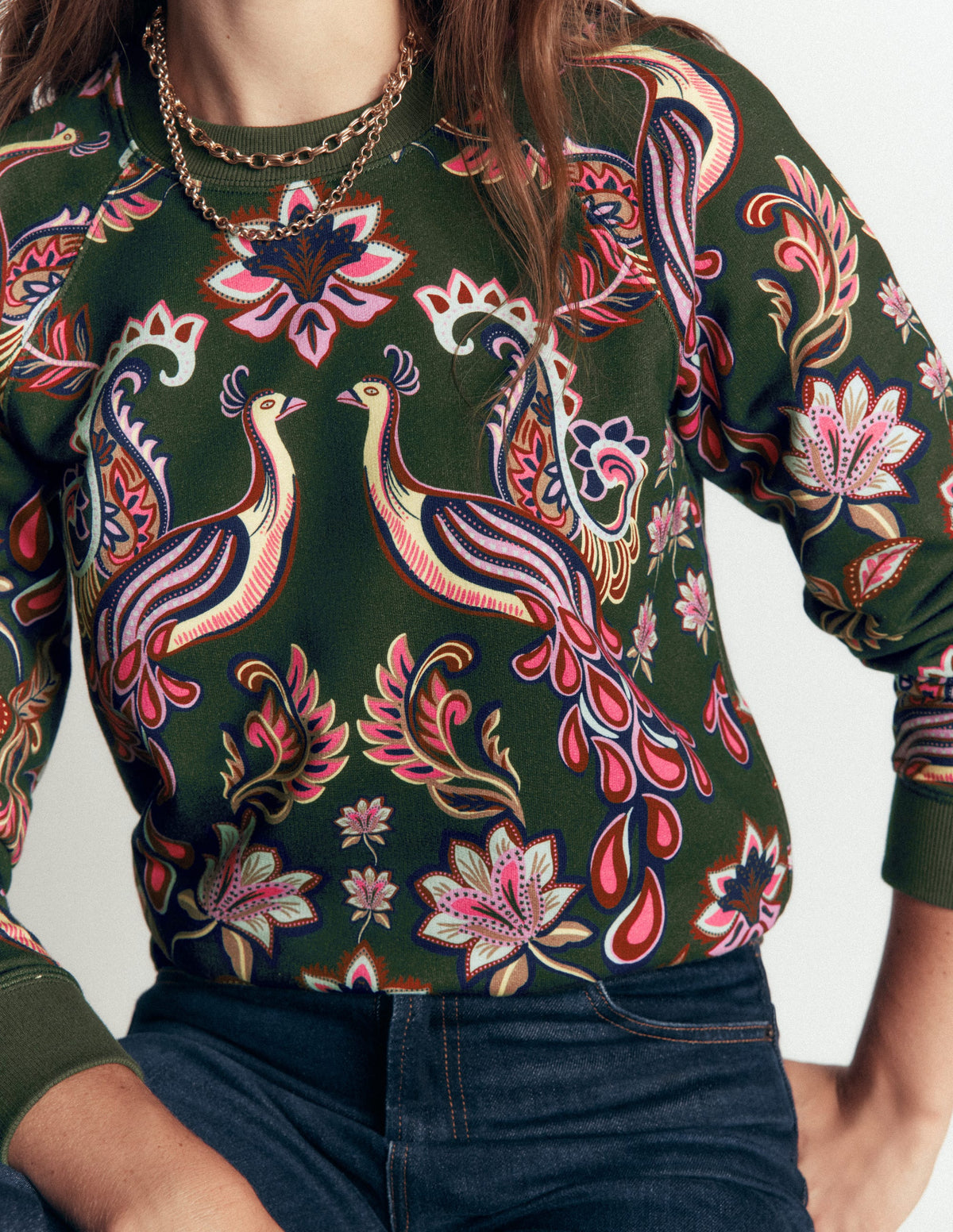 Rosa Printed Sweatshirt-Peacock Paradise Placement-2
