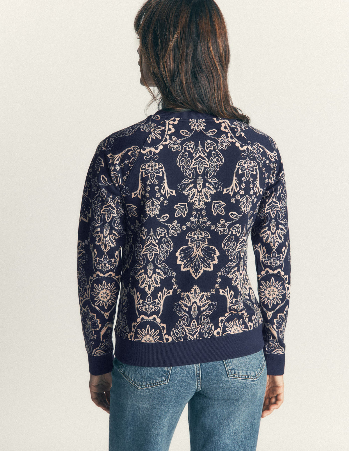 Rosa Printed Sweatshirt-Navy, Enchanted Flora - Image 3