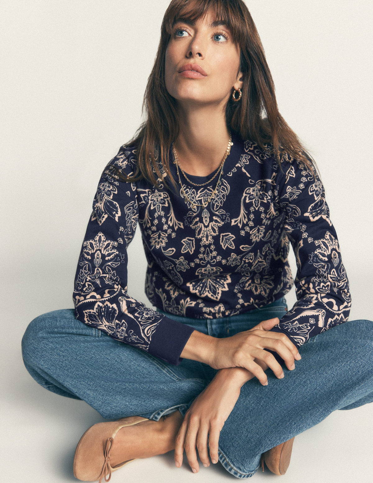Rosa Printed Sweatshirt-Navy, Enchanted Flora - Image 4