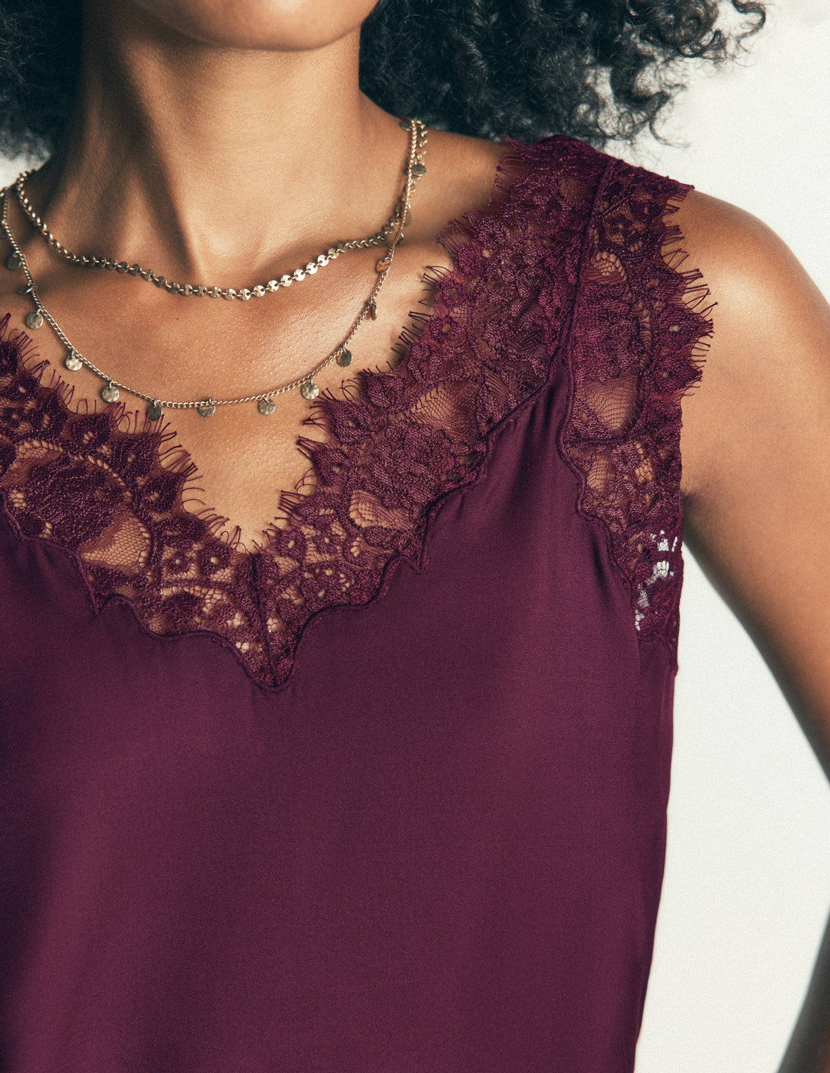 Ara Silk Blend Lace Cami-Bordeaux - Image 2