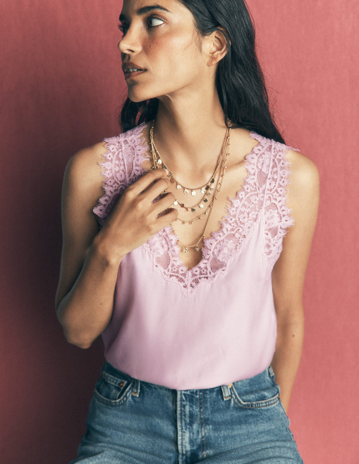 Ara Silk Blend Lace Cami-Quartz Pink-5