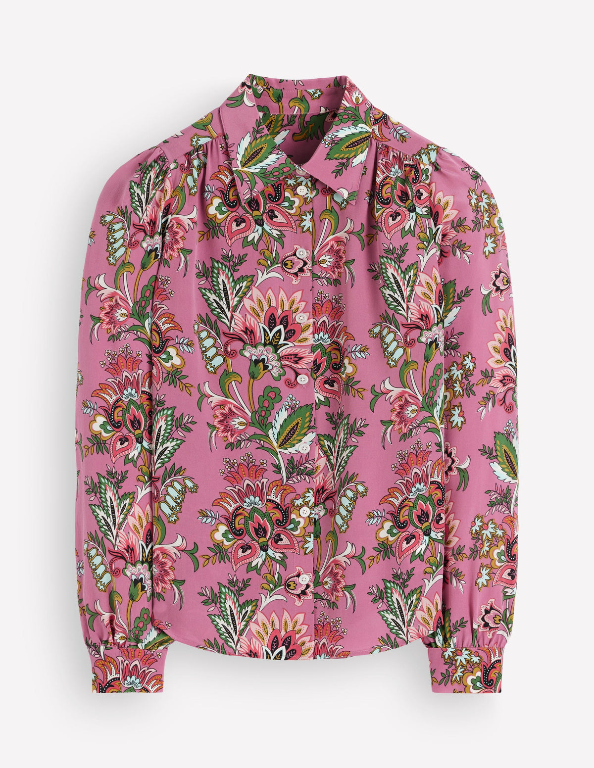 Sara Silk Shirt-Pink Heather, Frosted Flora-6