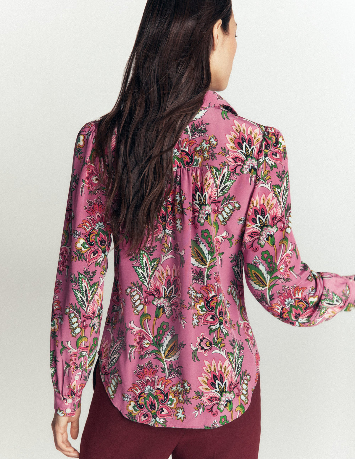 Sara Silk Shirt-Pink Heather, Frosted Flora - Image 4