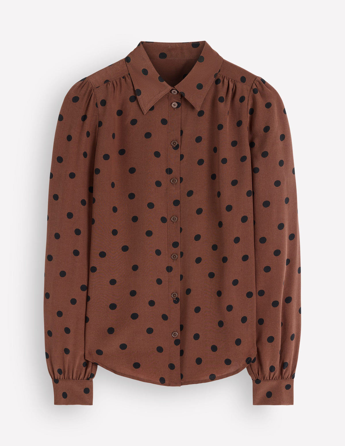 Sara Silk Shirt-Woodland Brown, Boden Spot-5
