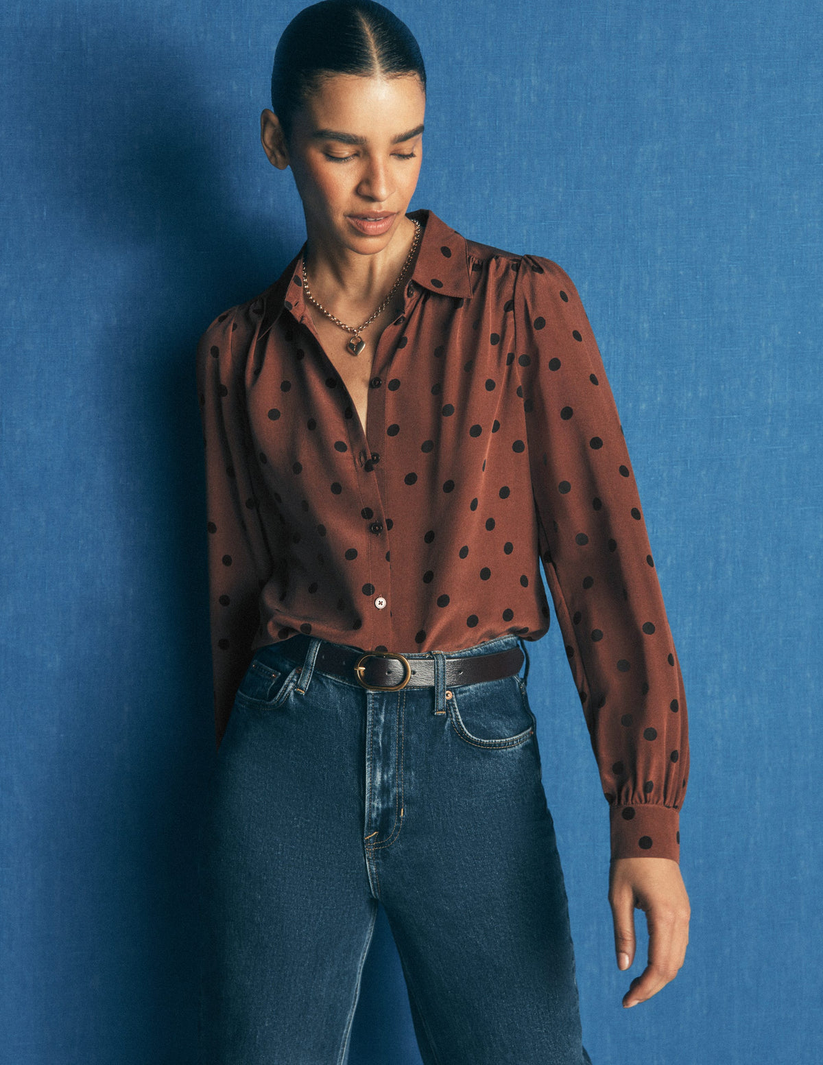 Sara Silk Shirt-Woodland Brown, Boden Spot - Image 1