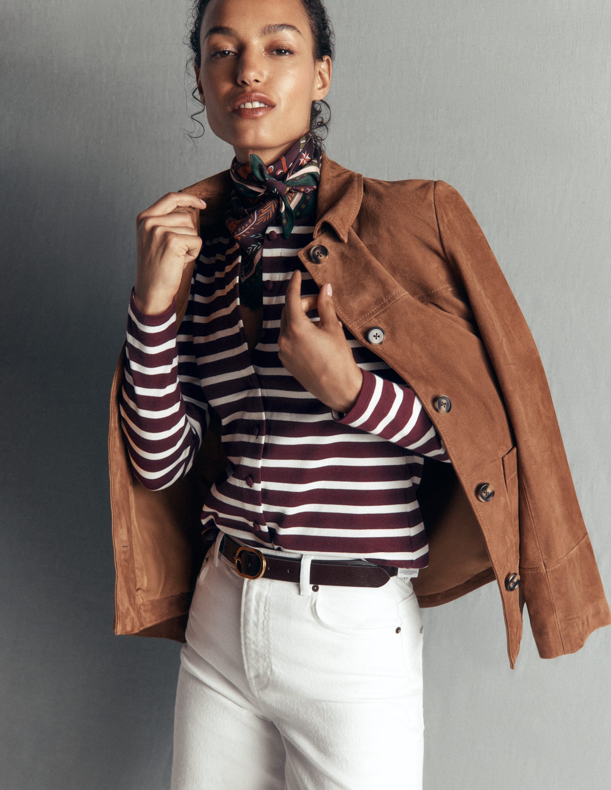 Iris Puff Sleeve Mariner-Winetasting/ Ivory - Image 1
