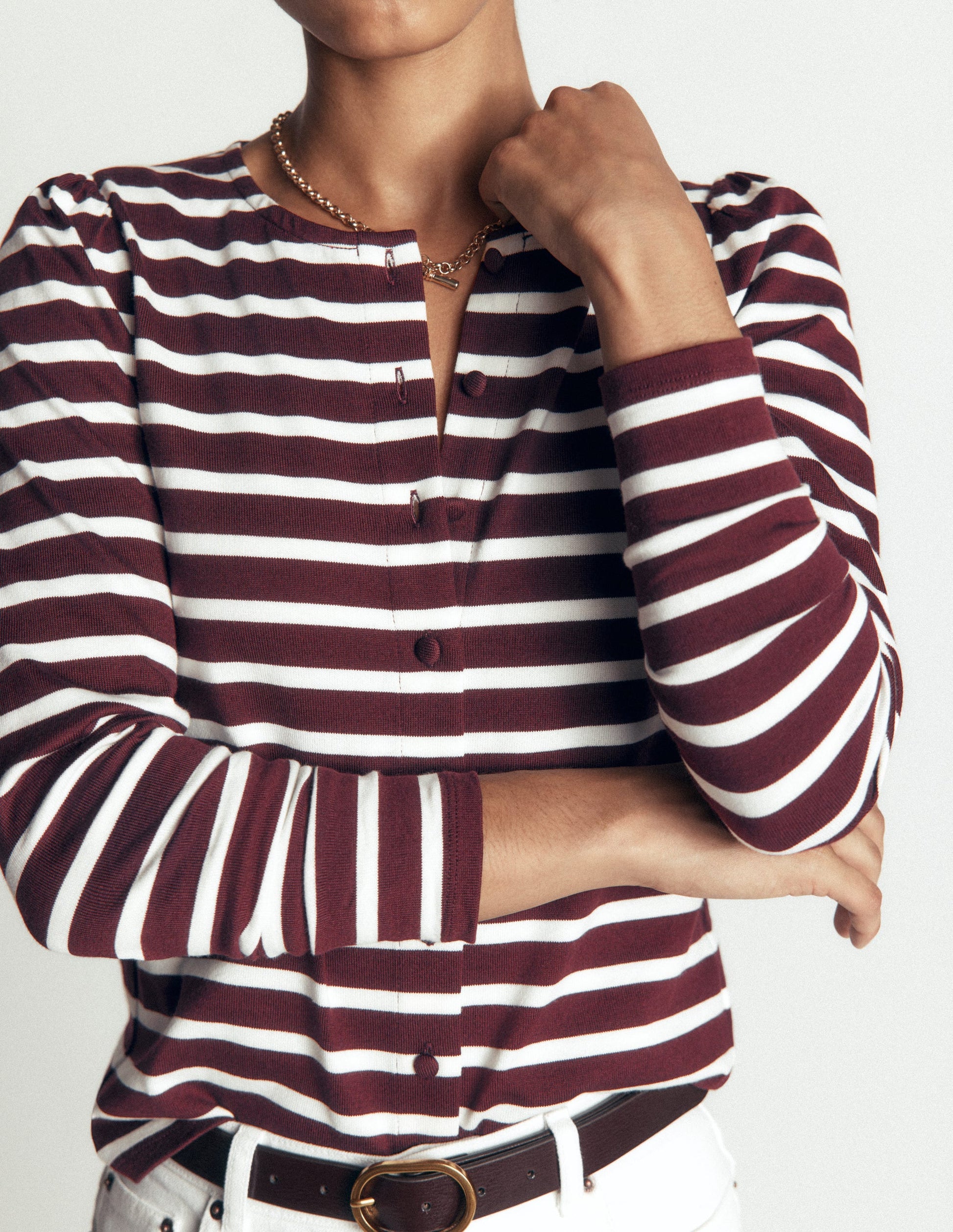 Iris Puff Sleeve Mariner-Winetasting/ Ivory-2
