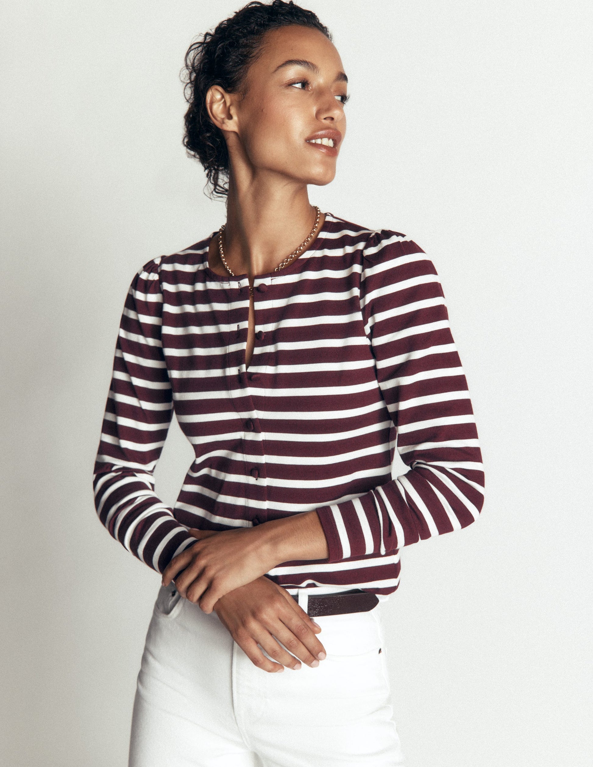 Iris Puff Sleeve Mariner-Winetasting/ Ivory-5