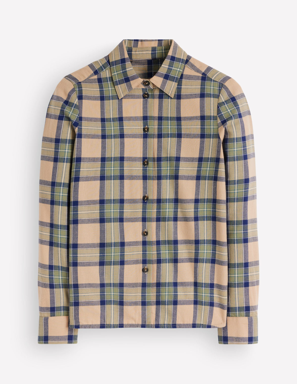 Sienna Cotton Shirt-Camel, Navy, Green Check-5