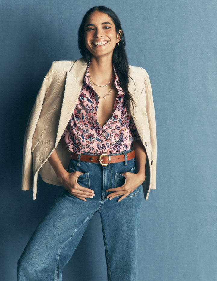 Sienna Cotton Shirt-Multi, Peacock Paradise