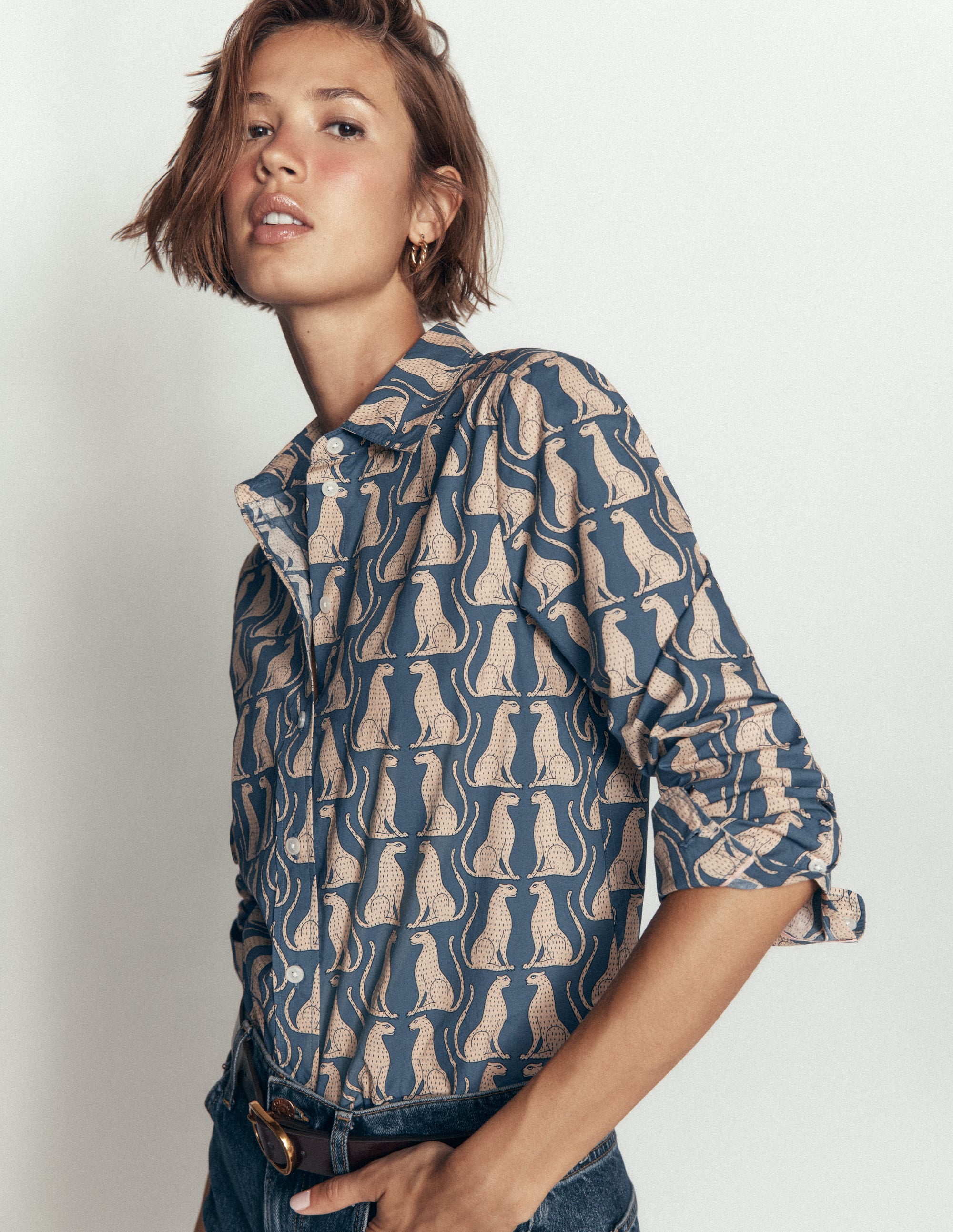 The New Sienna Cotton Shirt-Storm Blue, Patient Leopard - Image 1