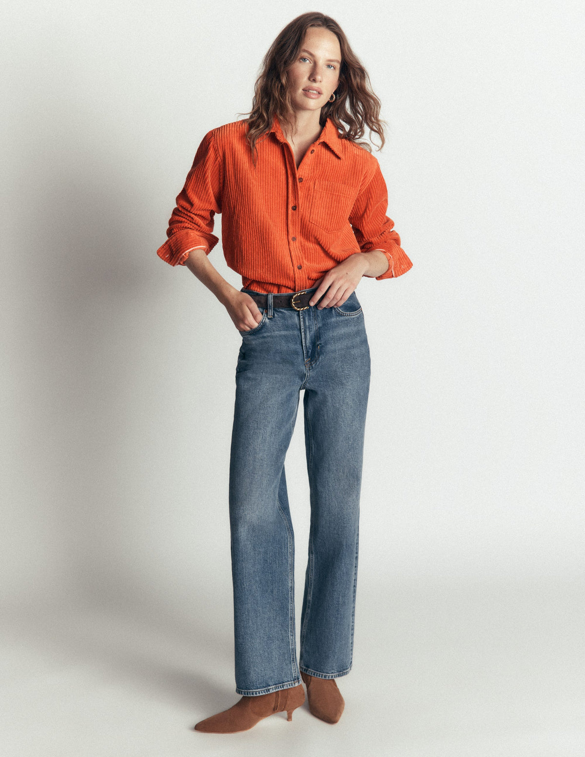 Sienna Relaxed Cord Shirt-Spiced Ginger-4