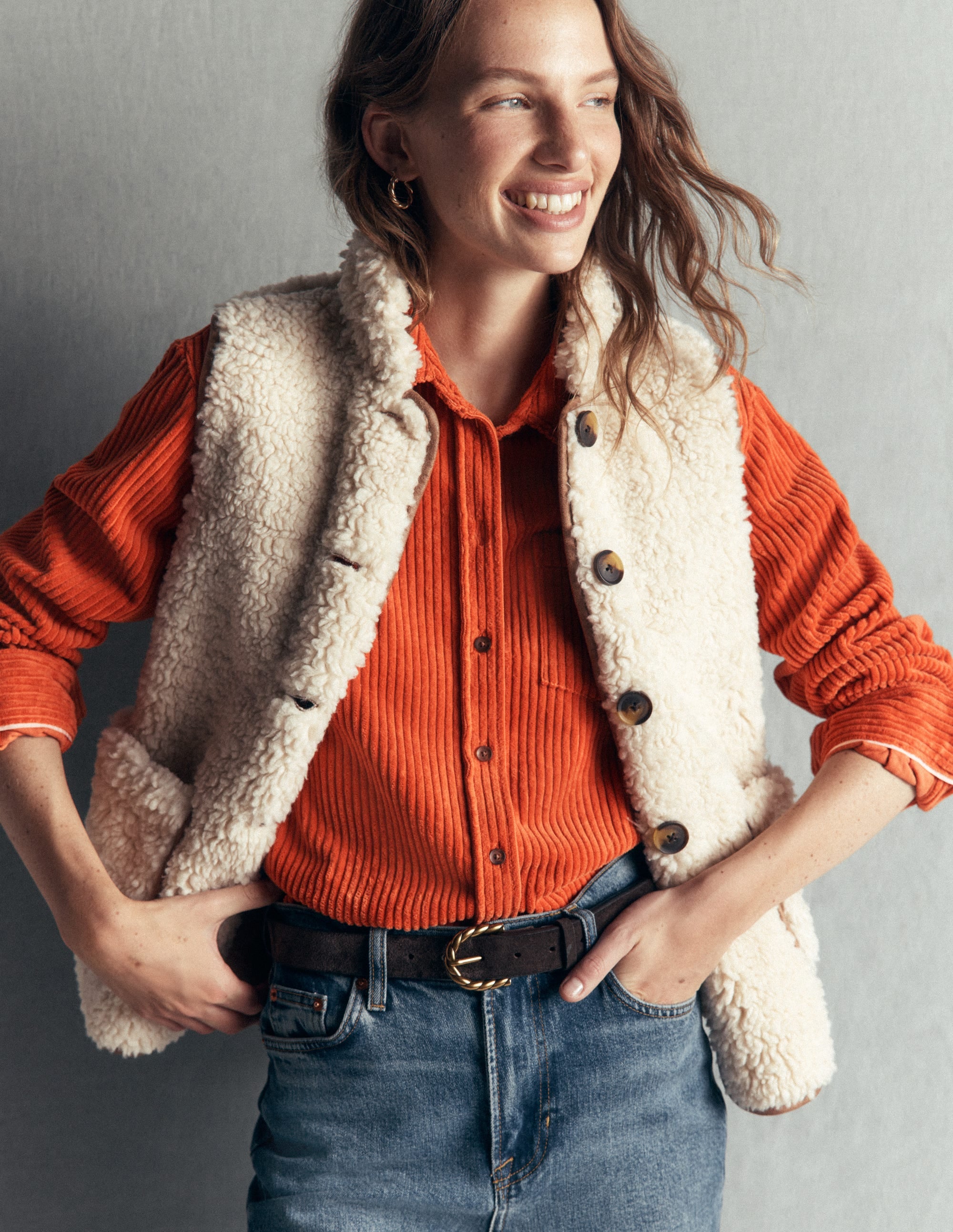Sienna Relaxed Cord Shirt-Spiced Ginger - Image 5