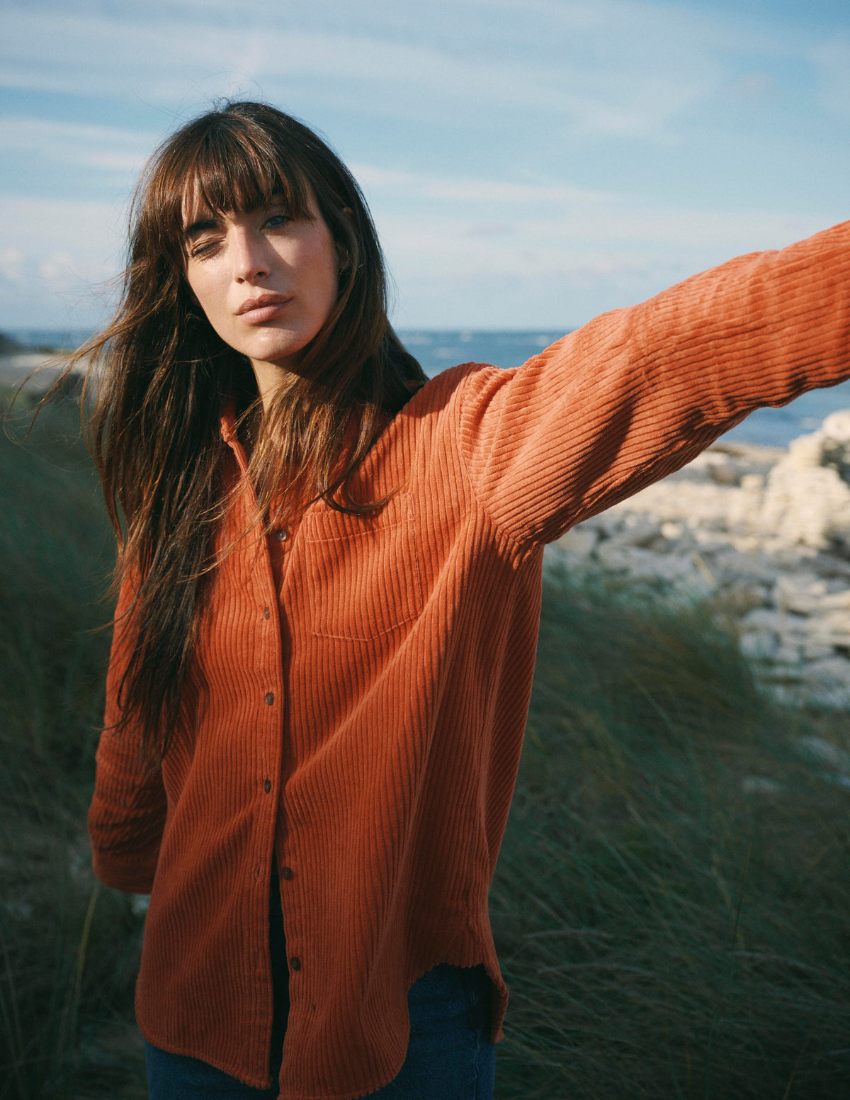Sienna Relaxed Cord Shirt-Spiced Ginger - Image 1