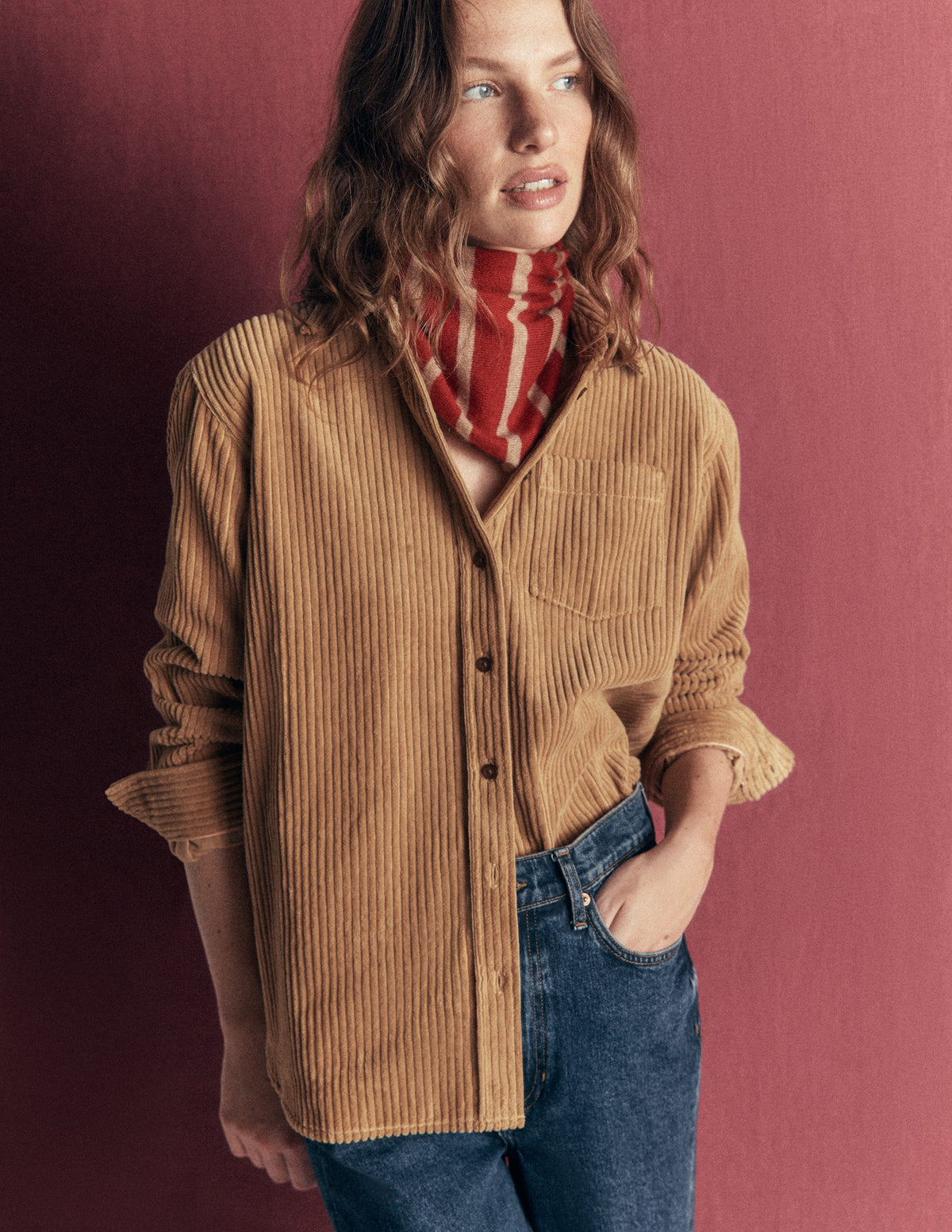 Sienna Relaxed Cord Shirt-Sand-2