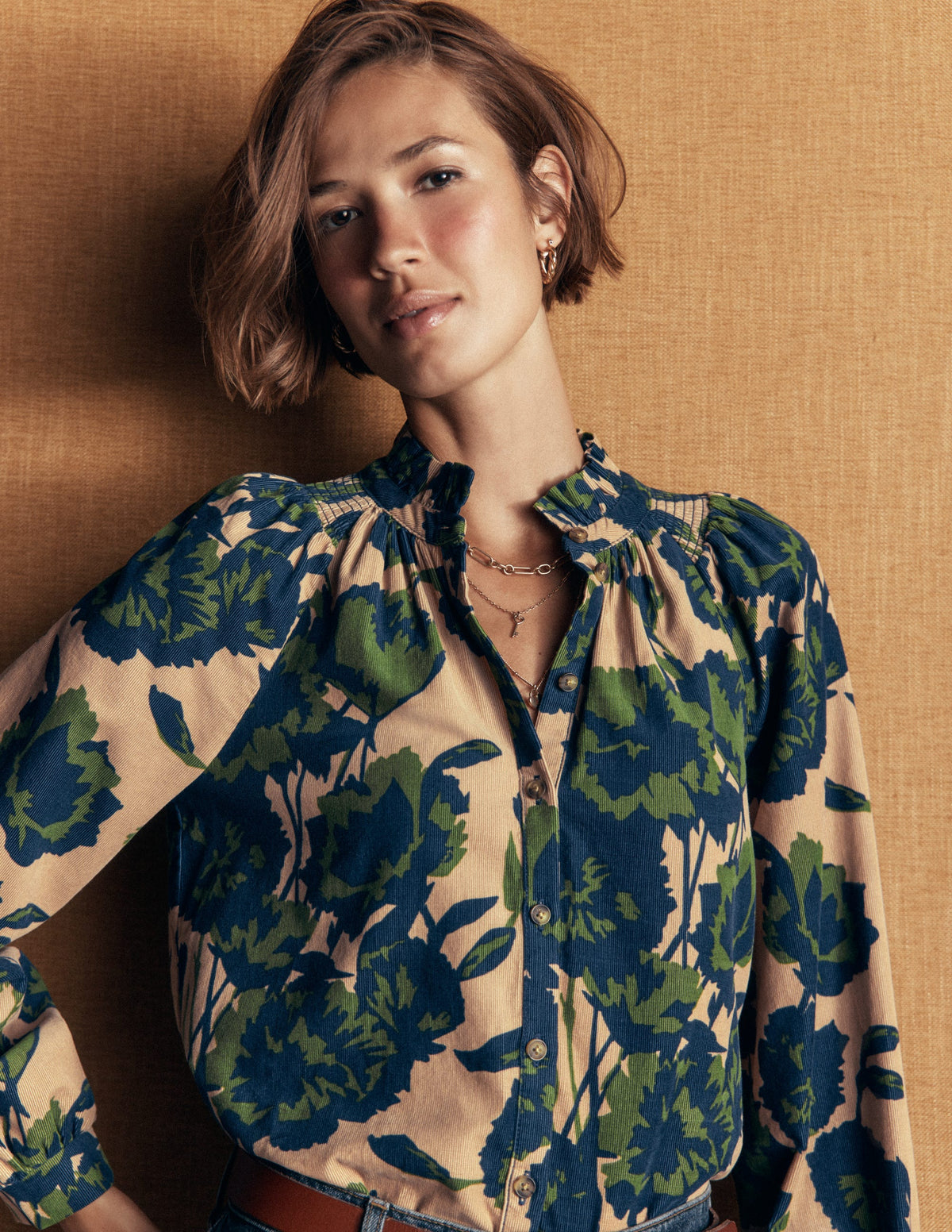 Erica Frill Cord Top-Cappuccino, Forest Breeze - Image 2