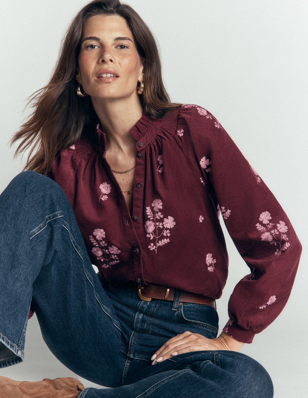 Erica Frill Cord Top-Deep Wisteria, Embroidered - Image 1