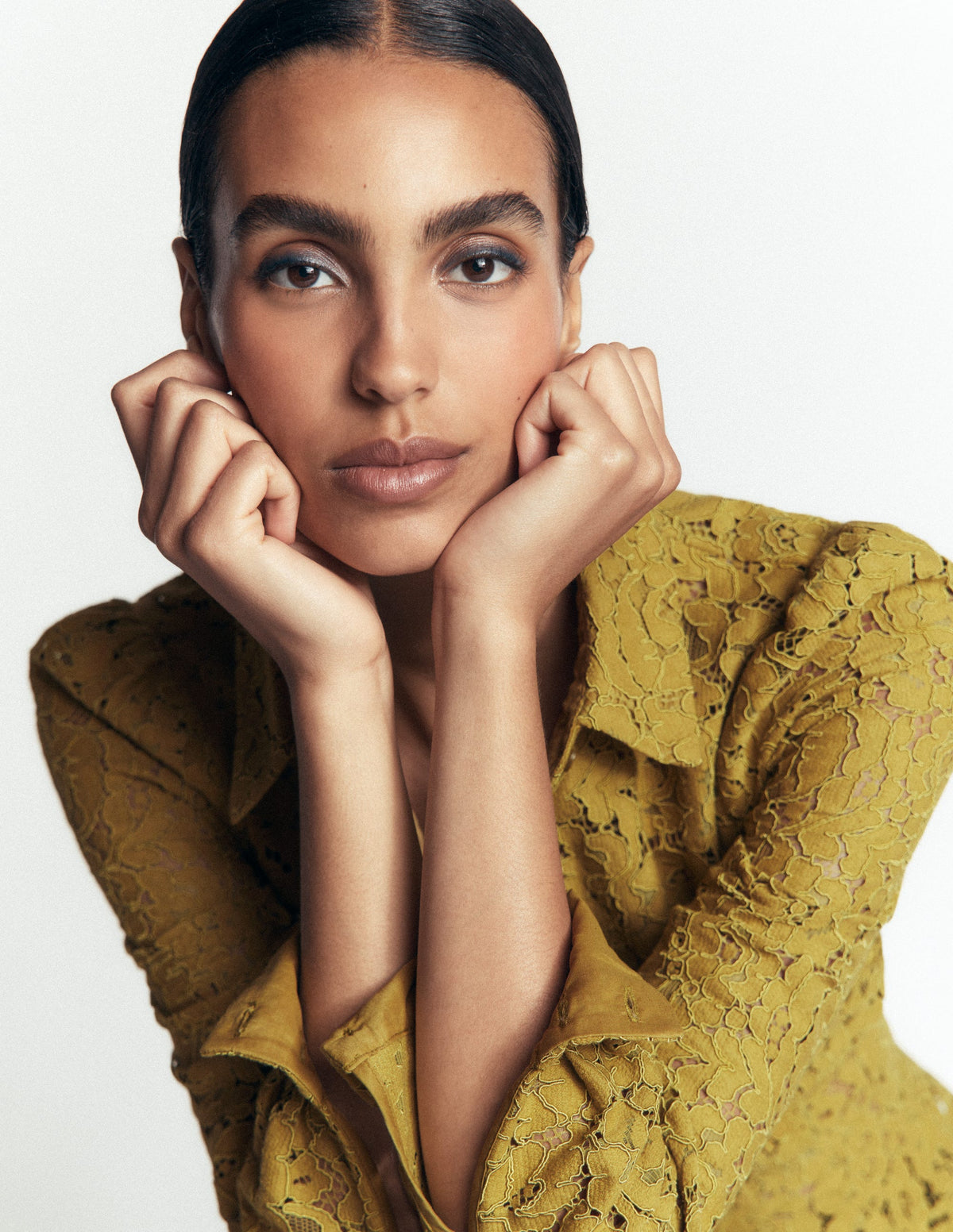 Julia Darted Lace Shirt-Olive - Image 2