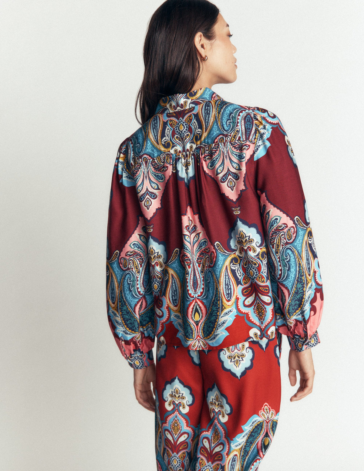 Long Sleeve Printed Shirt-Multi, Popping Paisley - Image 4