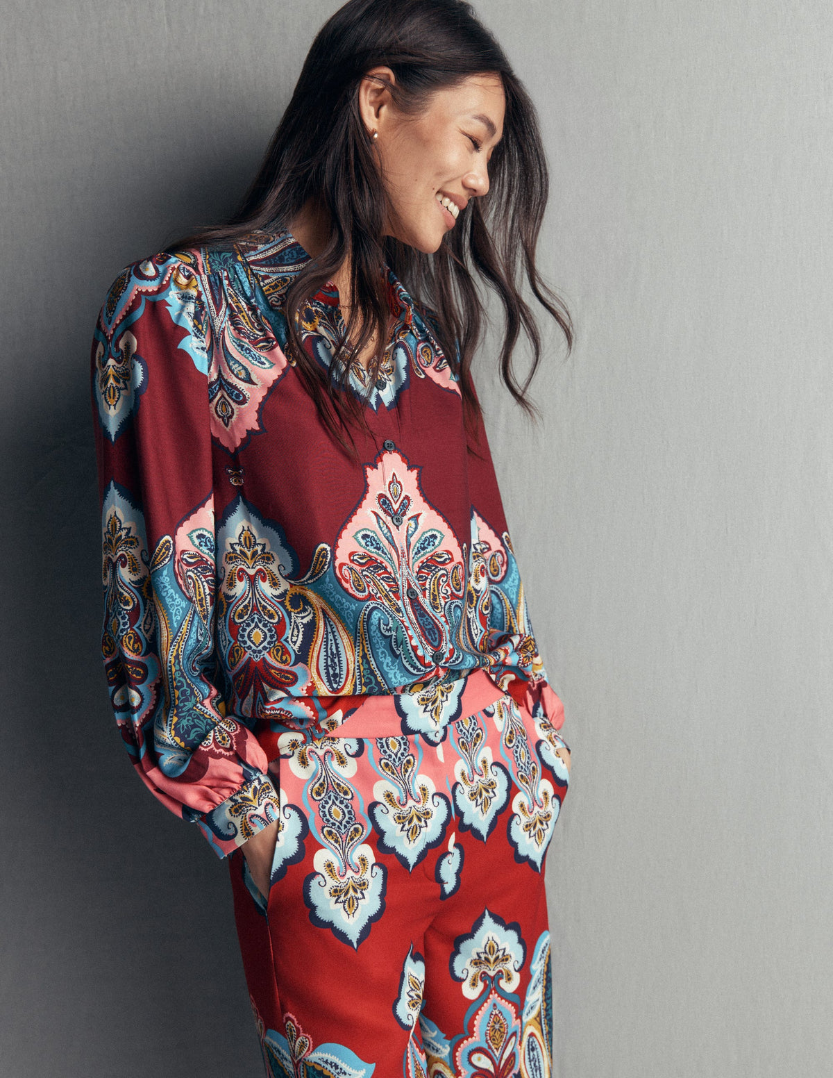Long Sleeve Printed Shirt-Multi, Popping Paisley - Image 5
