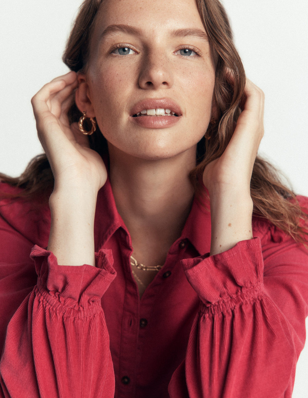 Violet Smock Shoulder Cord Top-Cherry Blush-2