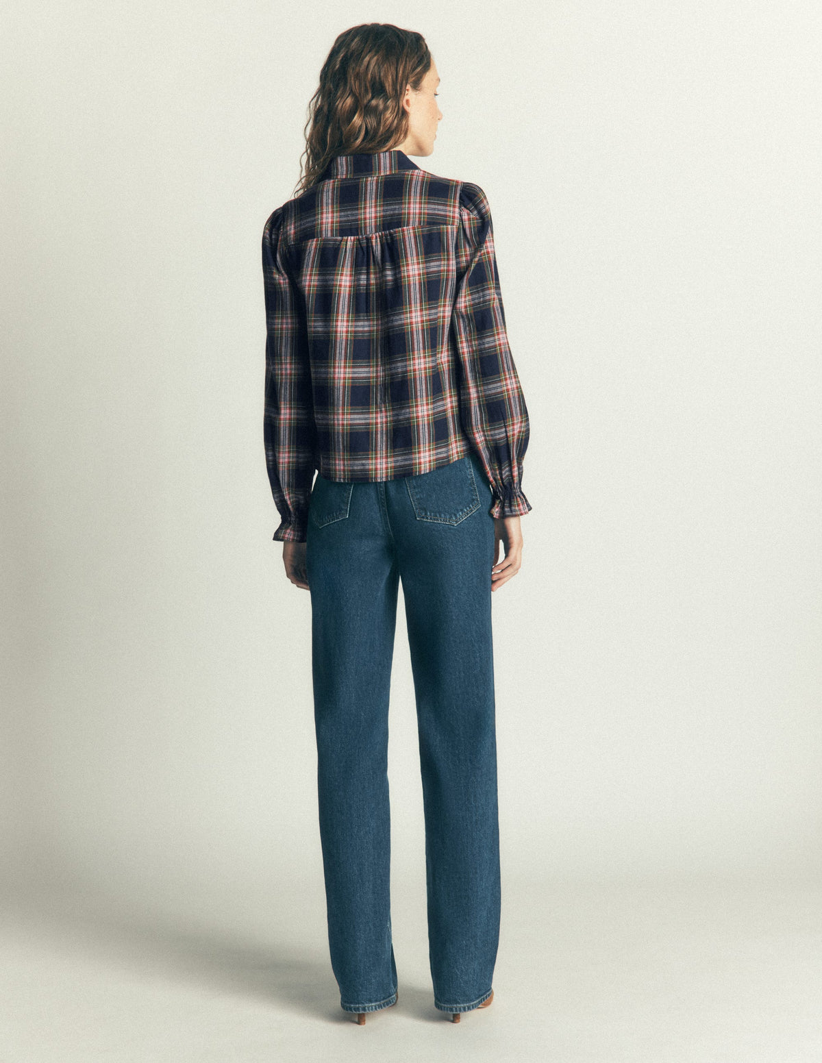 Violet Cotton Top-Navy, Green and Pink Check - Image 7