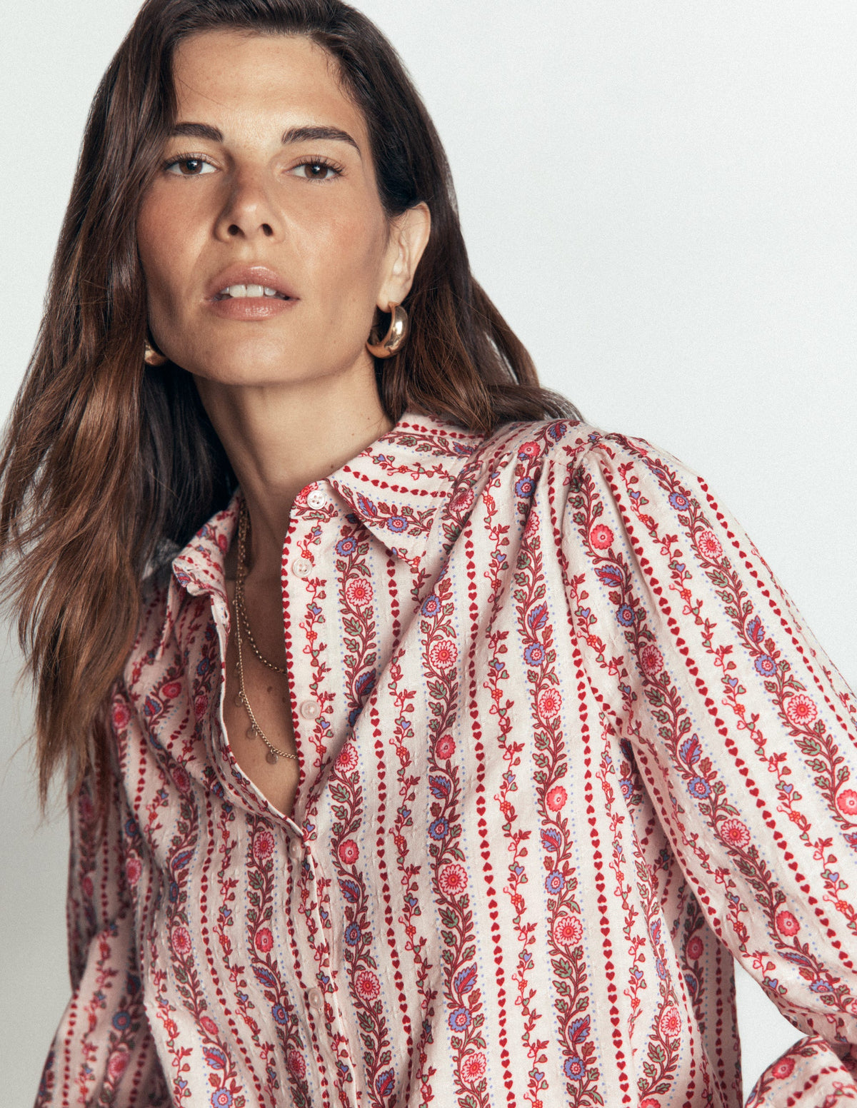 Violet Cotton Top-Soft Cream, Floral Heart Vine - Image 2