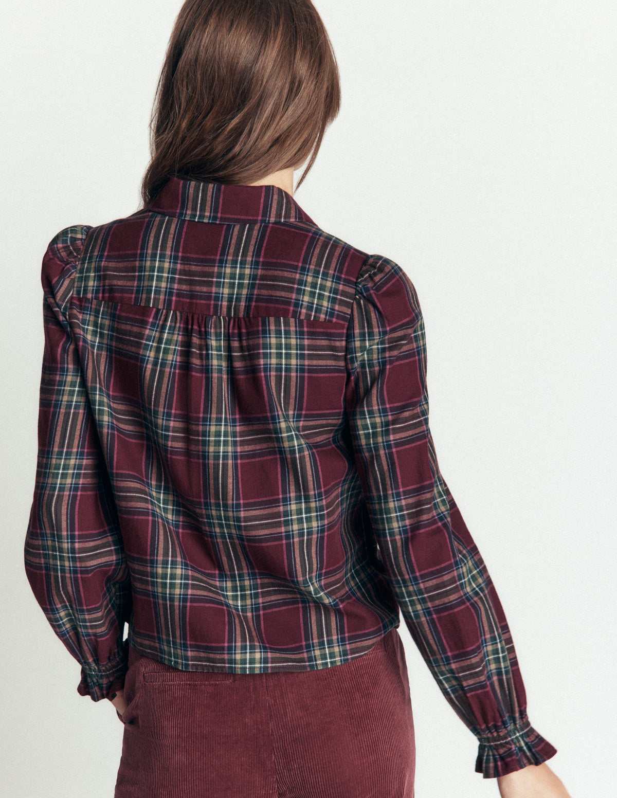 Violet Cotton Top-Maroon and Olive Check-3