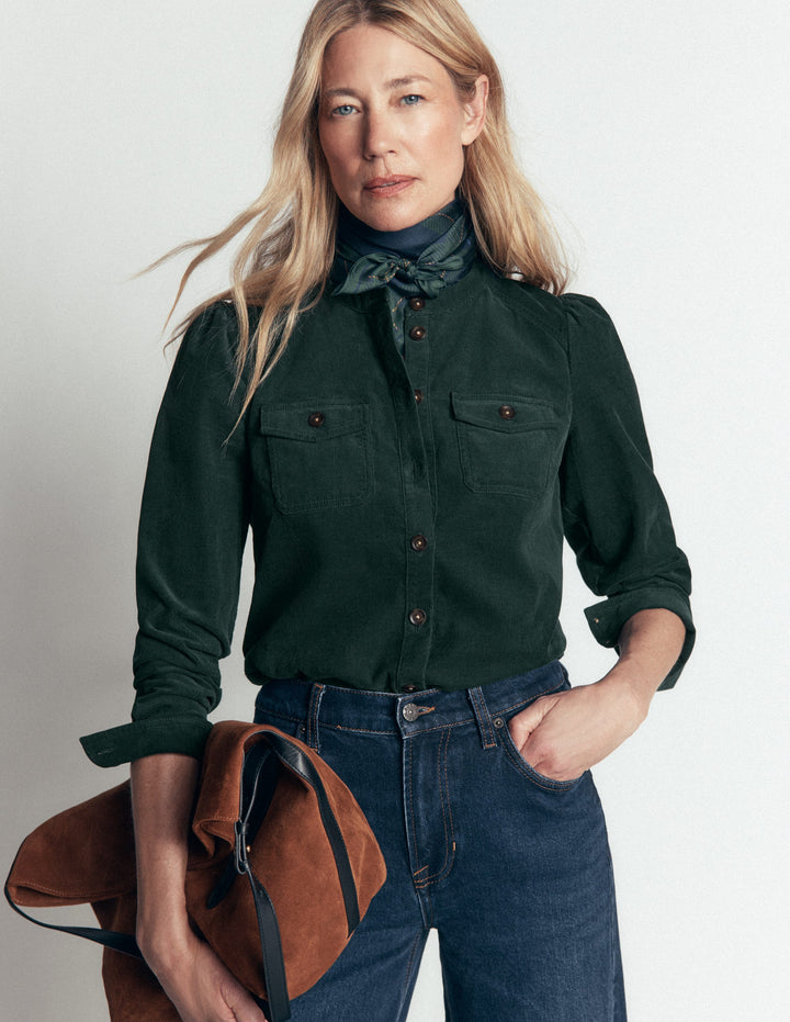 Thea Cord Shirt-Midnight Teal