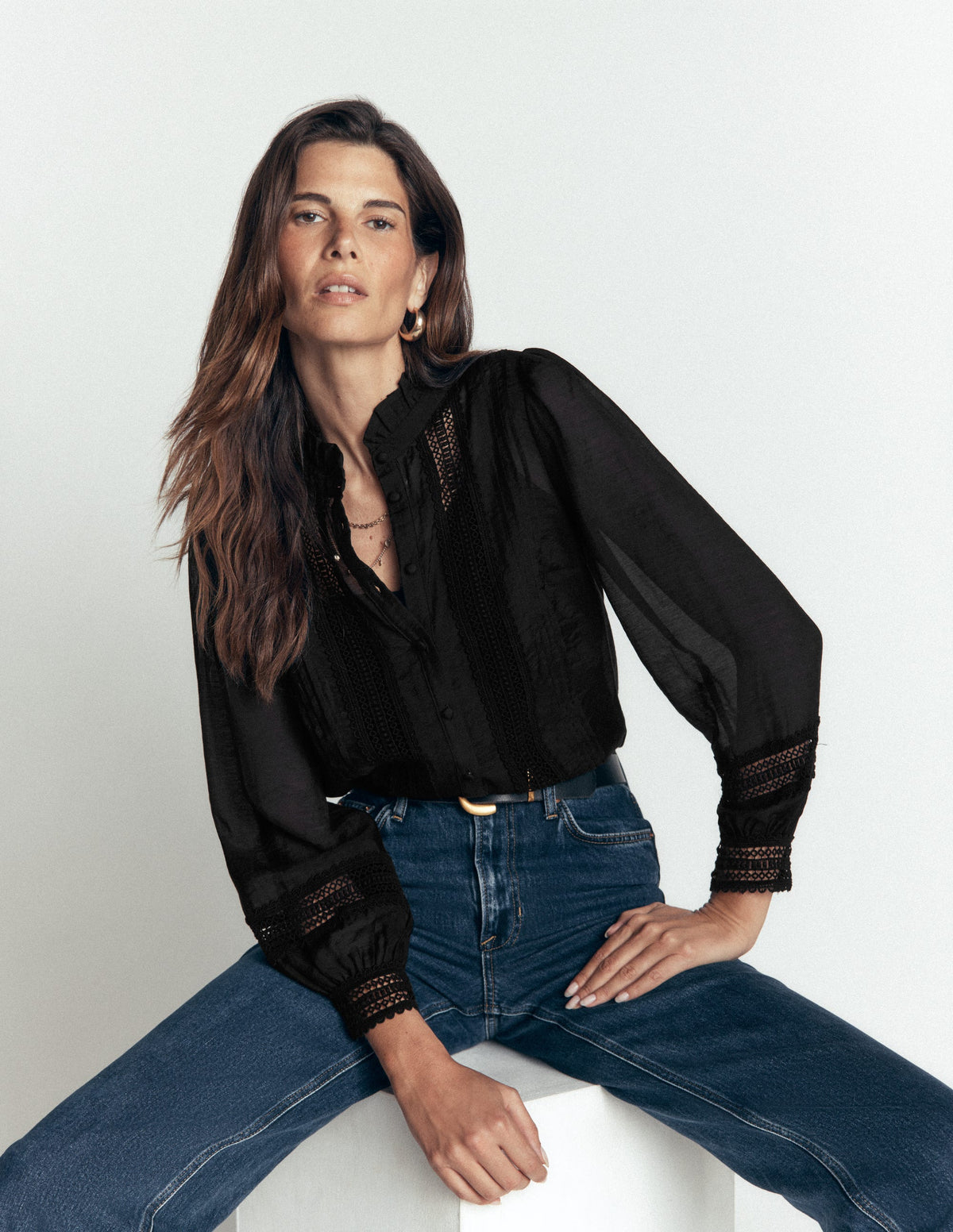 Lace Trim Top-Black-2