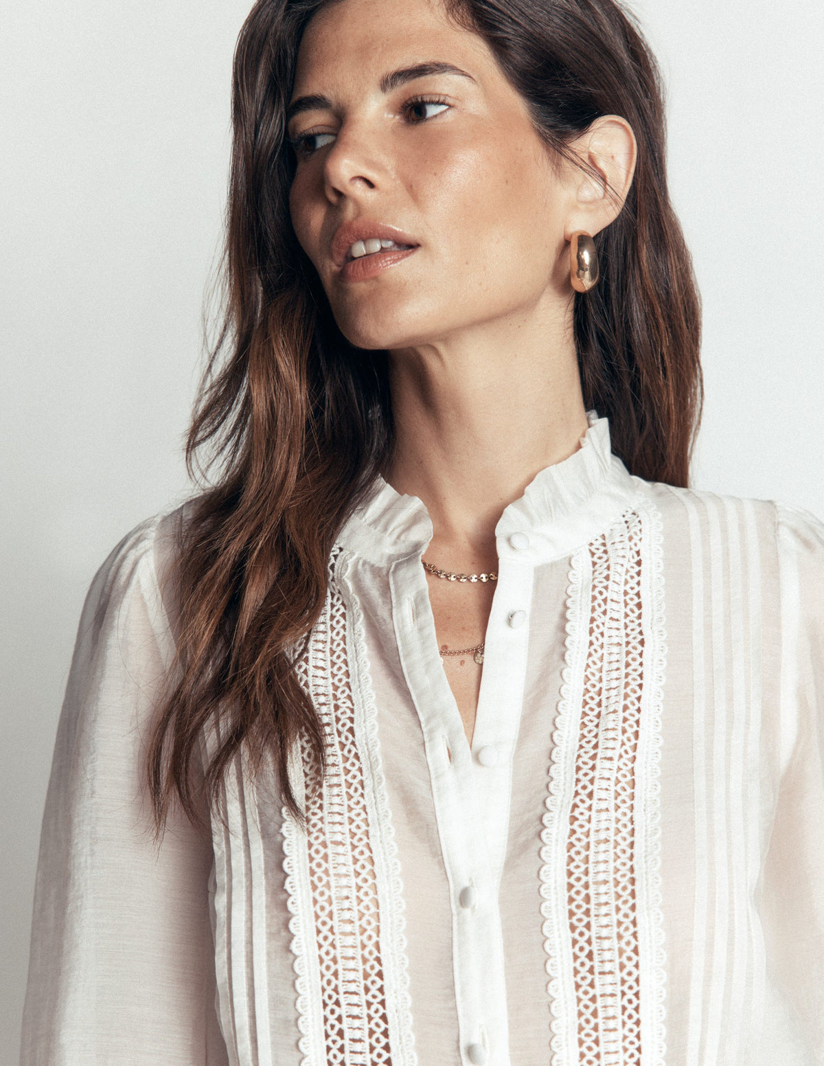 Lace Trim Top-Ivory - Image 2