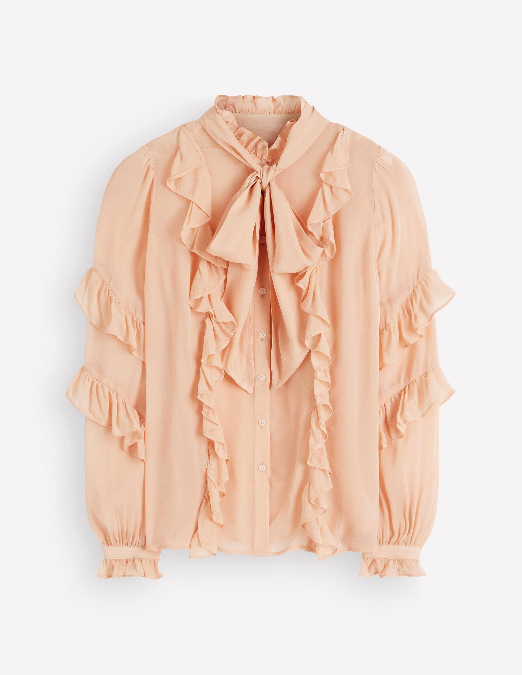 Ruffled Georgette Top-Soft Peach - Image 8