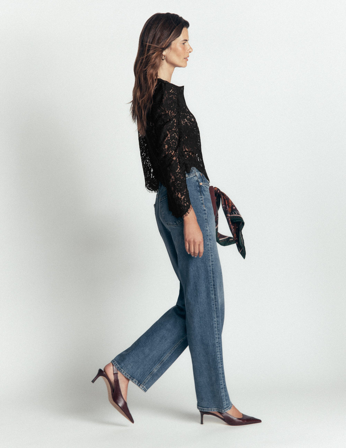Lace Puff Sleeve Top-Black-4