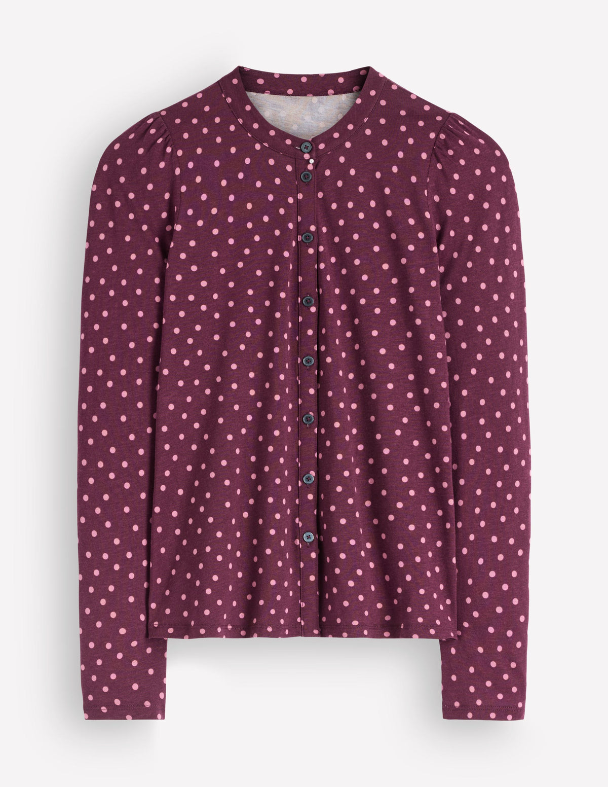 Supersoft Puff Sleeve Shirt-Dark Cherry, Painted Dot-6