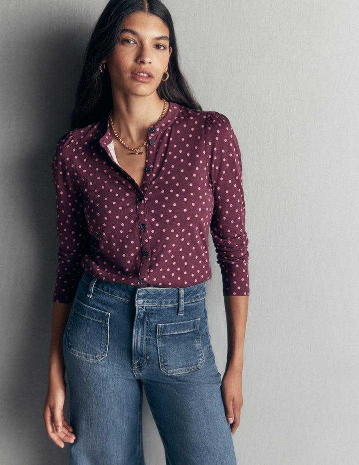 Supersoft Puff Sleeve Shirt-Winetasting, Painting Dot