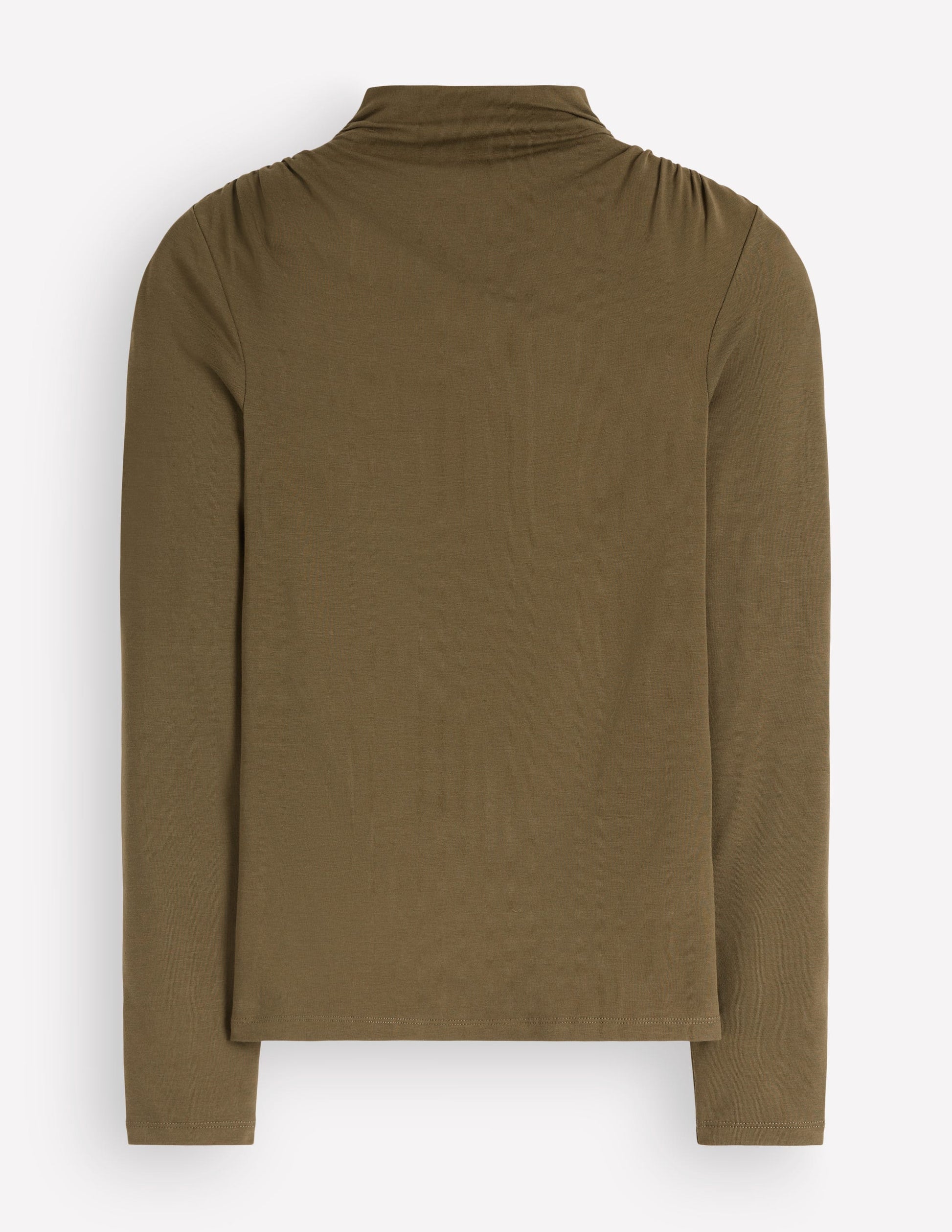 Tia Ruched High Neck Top-Dark Olive-5