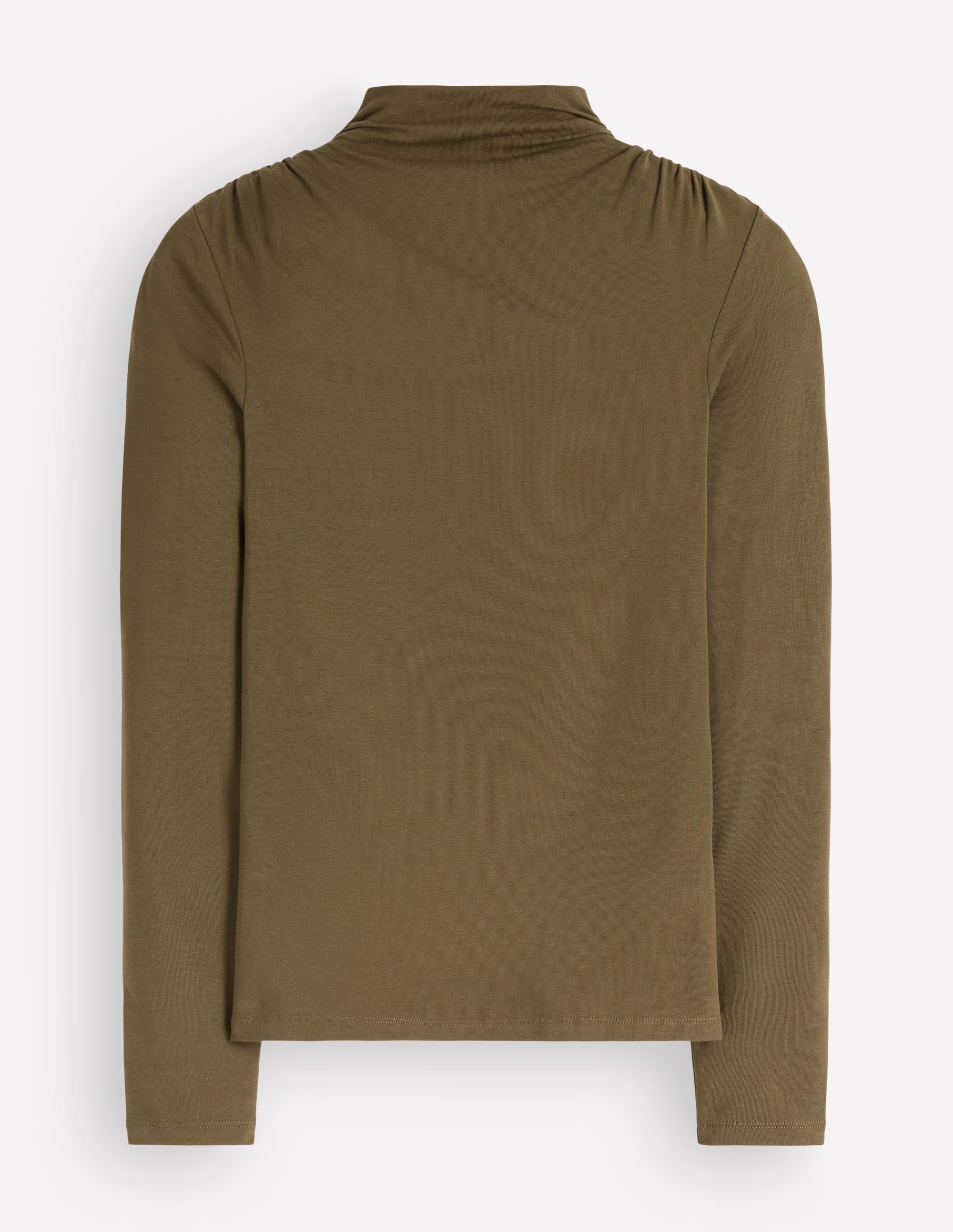 Tia Ruched High Neck Top-Dark Olive - Image 5