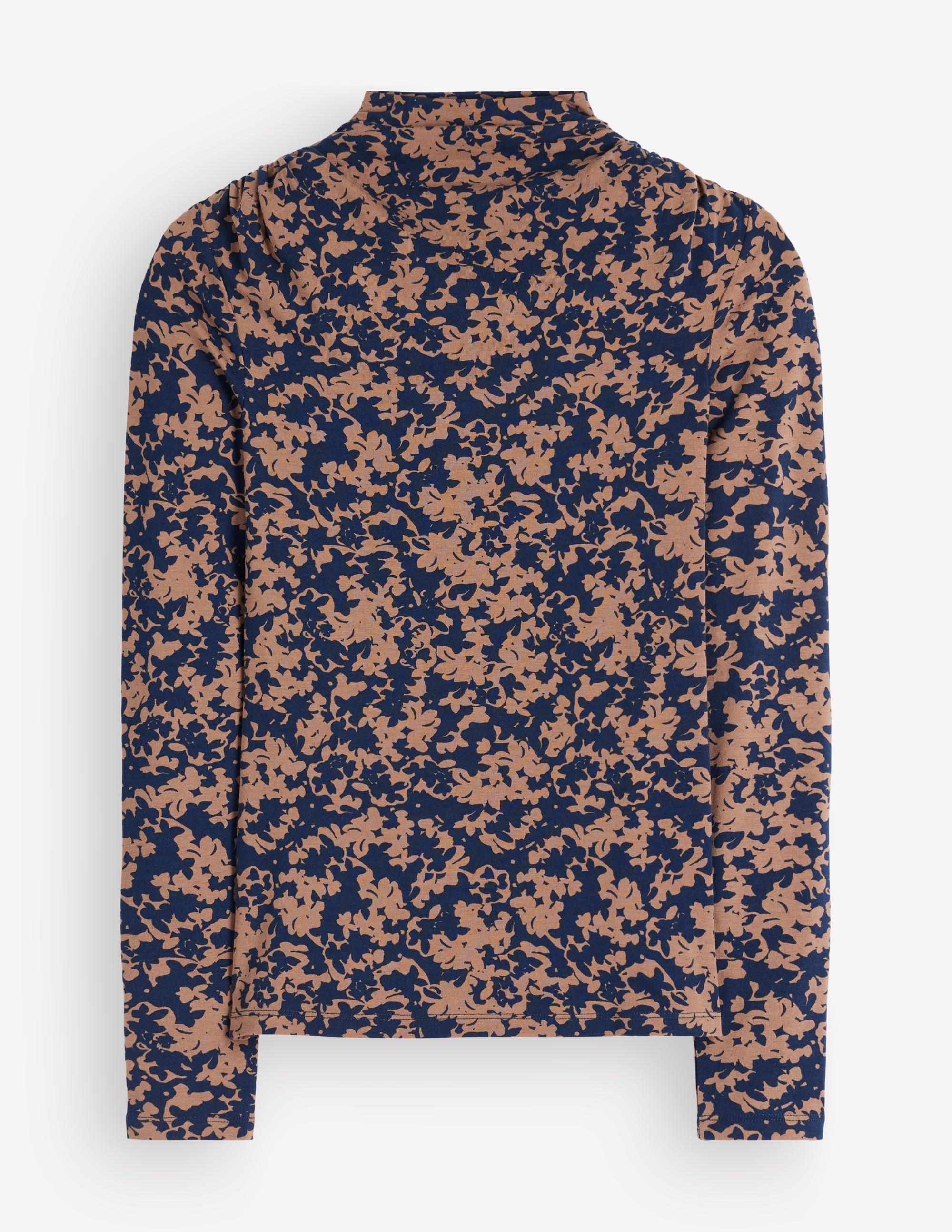 Tia Ruched High Neck Top-Cappuccino, Sprayed Leaf - Image 5